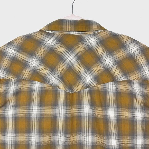 Wrangler Plaid Shirt Men’s 2XL Orange Gray Flap Pockets snap Lightweight Flannel - Picture 5 of 13